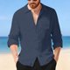 thumbnail image 2 of Camisas de Manga Larga con Botón de Solapa para Hombre de Ajuste Suelto Top de Moda de Bolsillo de Cardigan para el Verano, 2 of 9