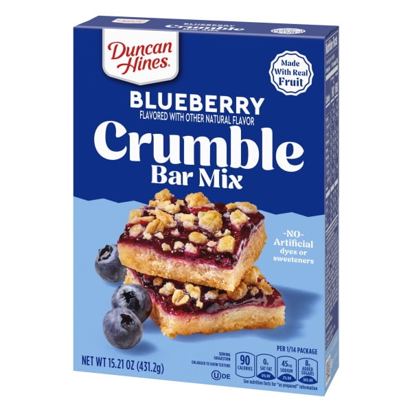 (3 pack) Duncan Hines Blueberry Flavored Crumble Bar Mix, Breakfast Bar Mix, Made With Real Fruit, 15.21 oz.