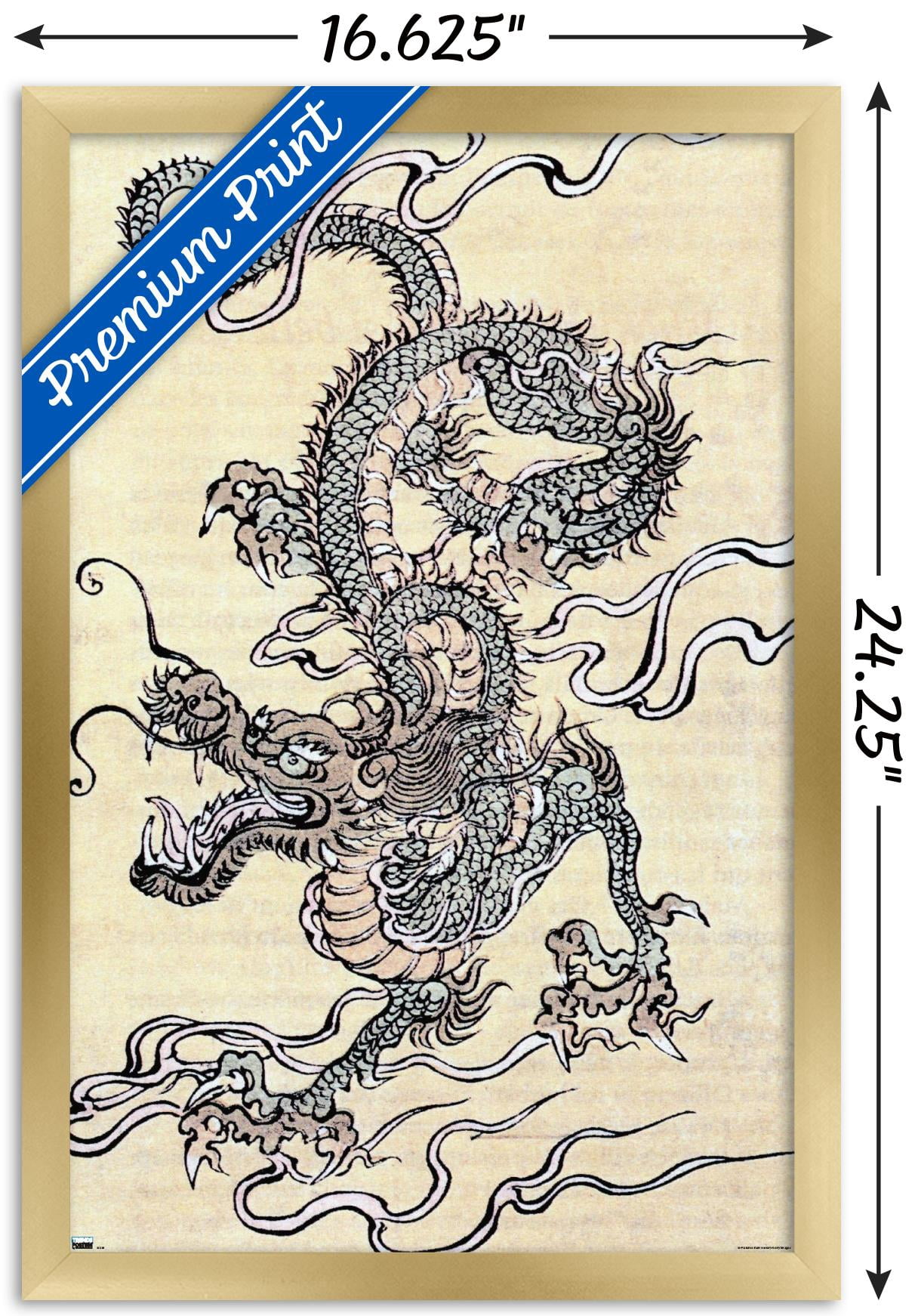 Japanese Dragon Wall Poster, 14.725" x 22.375" Framed