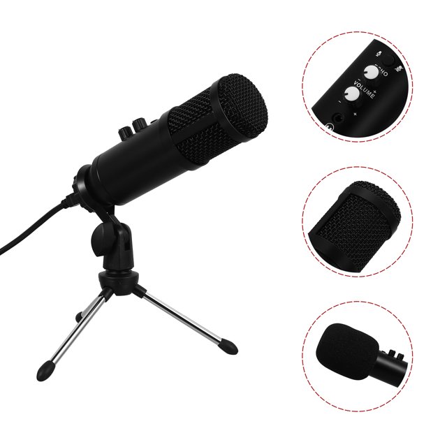 FUTUREORYY Professional USB Condenser Microphone for Video Conference and Pc Recording Black