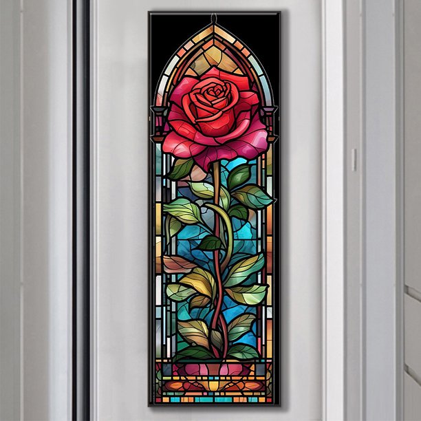 Cuadros Decorativos 5D bricolaje redondo completo taladro diamante pintura vidrieras rosa Kit decoración del hogar Wdftyju de costura negro 4 estilos