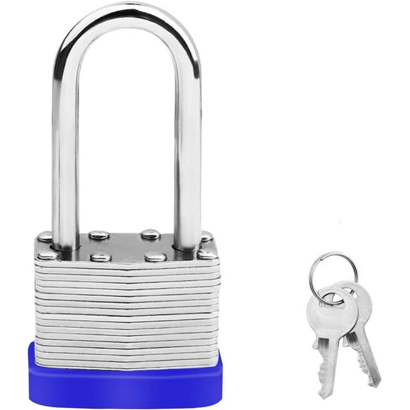 Cadenas avec Clés Cadenas à Longue Manille Extérieur Robuste Imperméable Cadenas à Clés Cadenas en Acier Laminé Résistant aux Intempéries