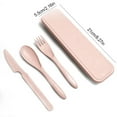 thumbnail image 2 of Ensemble de Vaisselle en Paille de Blé Portable Réutilisable Couleur Unie Kit de Couverts pour Enfants Intérieur Extérieur Maison Camping Vaisselle avec Étui de Rangement Rose, 2 of 7