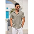 thumbnail image 4 of COOFANDY Men's Cuban Guayabera Short Sleeve Button Down Shirt - Casual Summer Beach Linen Shirts, 4 of 7