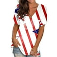 thumbnail image 1 of Hauts d'Été Grande Taille pour Femmes Chic Femmes T-Shirts à Col Rond Imprimés Manches Courtes T-Shirt Blouse Hauts Amples T-Shirt à Col en V Femmes en Liquidation, 1 of 5
