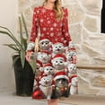 thumbnail image 2 of Women's Christmas Printed Fashionable Loose Round-Neck Dress, Holiday Print, Casual Wear, Retro Style, Comfort Fit, Everyday Dress, Festive,Vermilion,2XL, 2 of 5