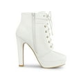 thumbnail image 3 of BLISSFUL STEP Women's Platform Lace Up Strap Block Heels Ankle Boots White 6, 3 of 7