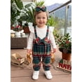 thumbnail image 3 of Cjfdfy Newborn Baby Girl Christmas Fall Clothes Set Christmas Plaid Striped Ruffle Long Sleeve Ribbed Jumpsuit Bow Headband Infant Cute Christmas Fall Winter Outfit 0-18 Months, 3 of 9