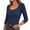 Navy, variant on Otntypg Womens 3/4 Sleeve Scoop Neck Tops Ribbed Knit Slim Fitted Casual Basic Athletic Tee Shirts Fall Trendy Solid Color Going Out T-Shirt