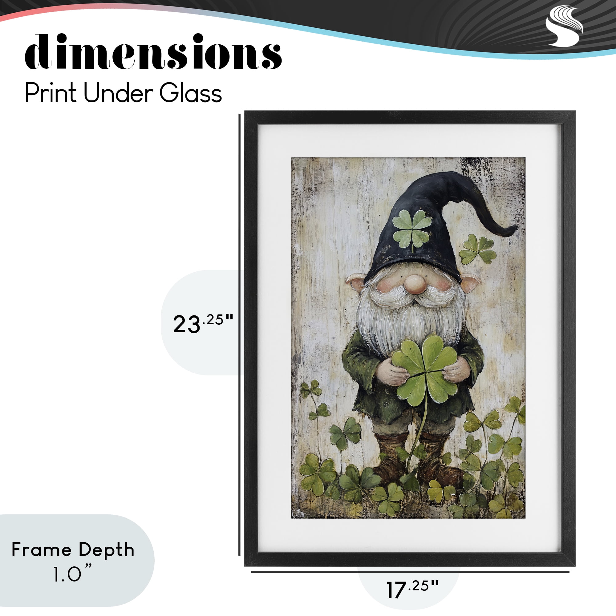 Stupell Industries Cottage Shamrock Gnome Black Framed Print Under Glass, design by Tina LeCour