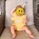 thumbnail image 2 of Shalofer Bebé Niñas Un Año Trajes Primer Cumpleaños Mameluco Lindo Volantes Sin Espalda Mono Con Diadema (Amarillo 6-12 Meses), 2 of 5