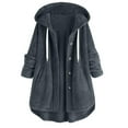 thumbnail image 3 of Patlollav Women Casual Button Jacket Pockets Long Sleeve Hooded Tops Winter Plain Coat, 3 of 7