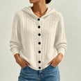 thumbnail image 2 of Fewfanhot Women's Sweaters Cable Knit Round Neck Button Open Front Long Sleeve Trendy Sweater Coat Clothes, 2 of 5