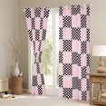 thumbnail image 4 of jejeloiu Geometric Plaid Grid Curtains Pack of 2 (42x84 Each),Modern Geometric Checkered Curtains Blackout,Pink Black Checkerboard Bedroom Curtains For Children,Microfiber Bedroom Decor, 4 of 5