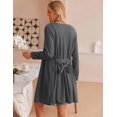 thumbnail image 5 of Womens 3 Piece Waffle Knit Lounge Set Soft Pajama Sets Tank Top and Shorts Loungewear Long Cardigan with pocket S-XL, 5 of 11