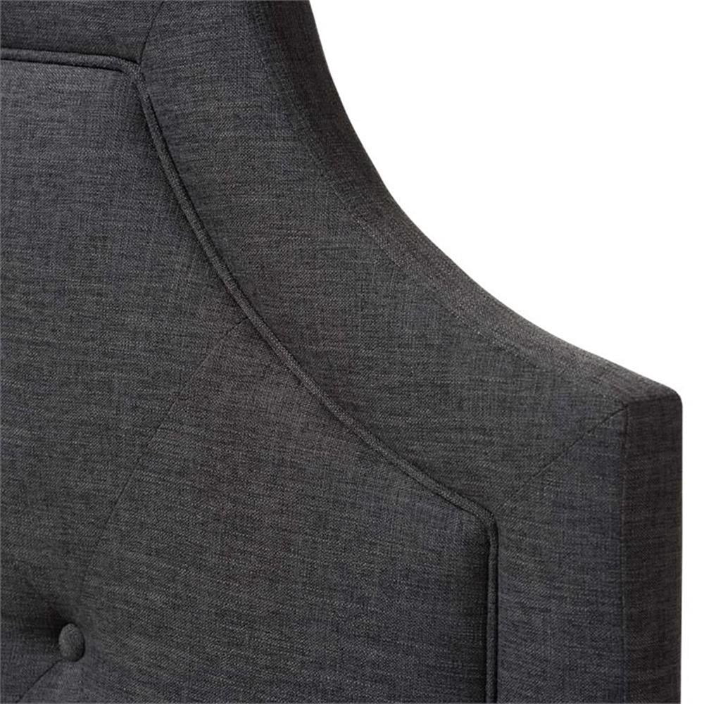 Bowery Hill Contemporary Fabric Tufted Full Headboard in Dark Gray
