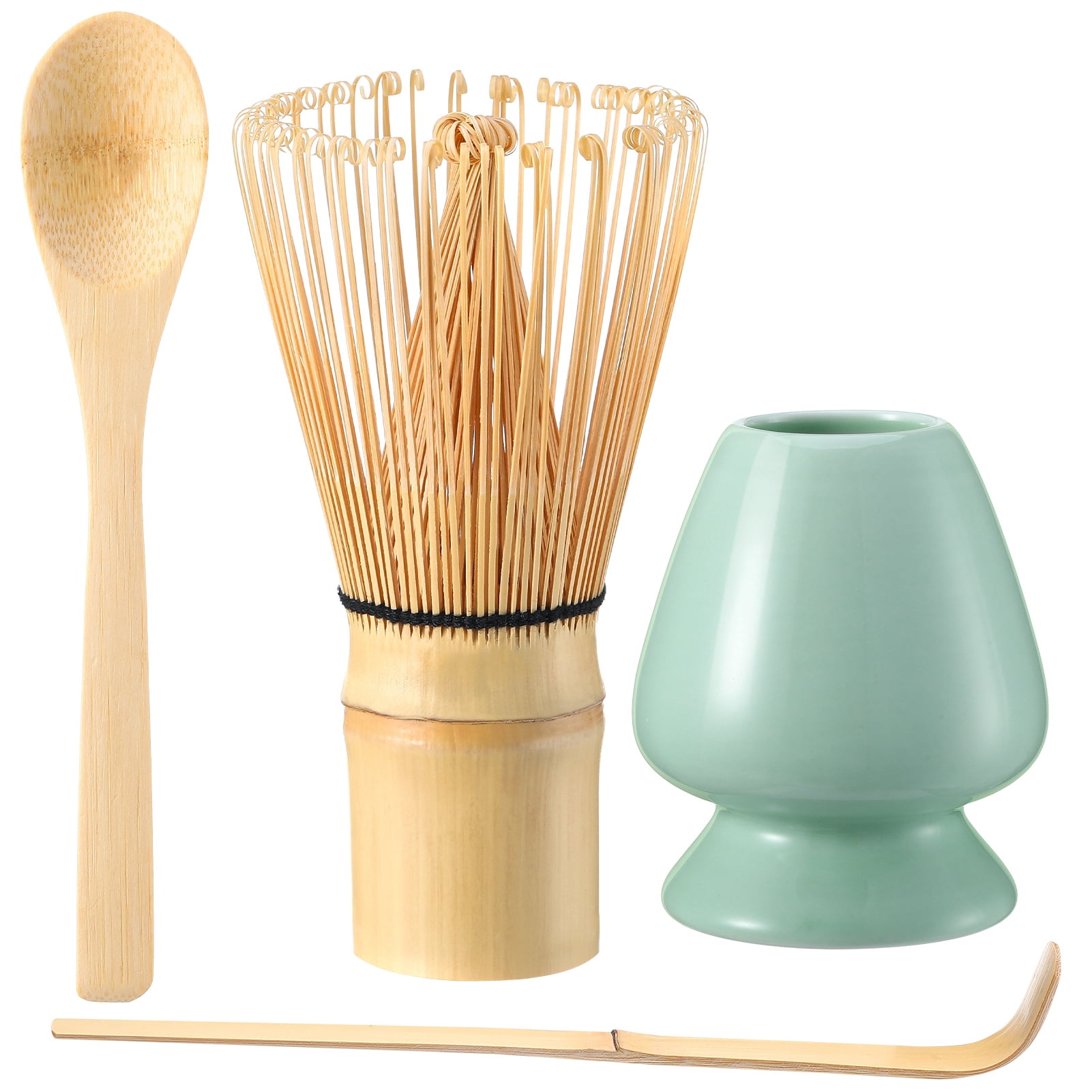 Topekada 4Pcs Matcha Whisk,Eco-Friendly Bamboo Whisk for Matcha with Ceramic Whisk Holder,Bamboo Chasen and Scoops,Sustainable Tea Tools for Beginners,Easy Clean Matcha Whisk Kit