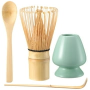Topekada 4Pcs Matcha Whisk,Eco-Friendly Bamboo Whisk for Matcha with Ceramic Whisk Holder,Bamboo Chasen and Scoops,Sustainable Tea Tools for Beginners,Easy Clean Matcha Whisk Kit