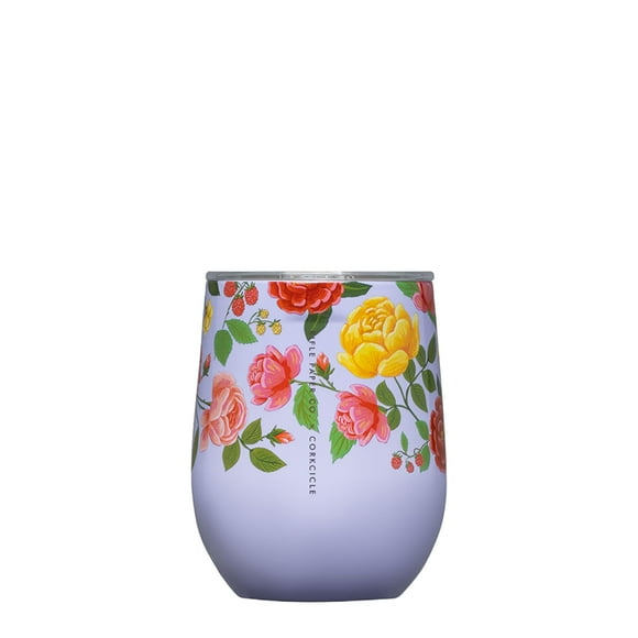 Vaso para vino Corkcicle x Rifle Paper Co. Roses Purple, 350 ml