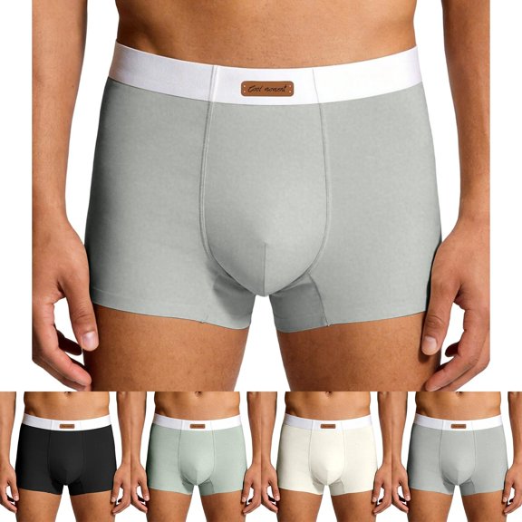 RongHuan Men's Big and Tall Briefs Comfortable Breathable Underwear Solid Color Underpants