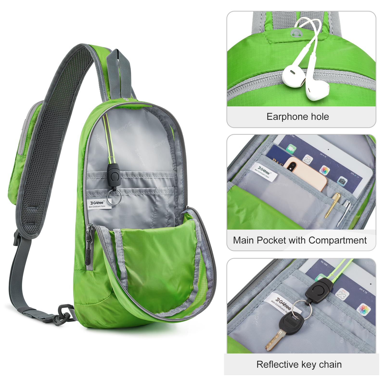 G4Free Sling Bag RFID Blocking Crossbody Backpack with Front Pocket Hiking Daypack Chest Bag for Women Men