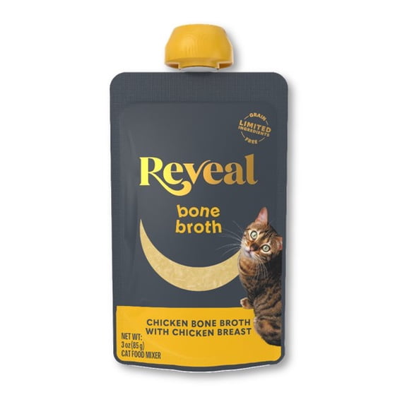 Reveal Pet Food Natural Cat Treats Chicken Bone Broth with Chicken Breast 3.0oz