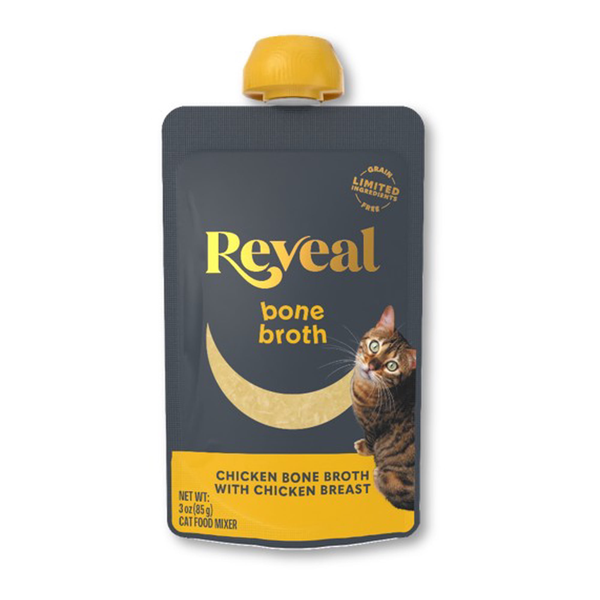 Reveal Pet Food Natural Cat Treats Chicken Bone Broth with Chicken Breast 3.0oz