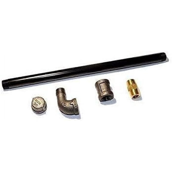 HPC Fire Straight Black Steel Gas Log Lighter Kit (S24N), 24-Inch, Natural Gas