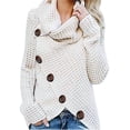 thumbnail image 1 of LOVE DOCK Solid Women Sweater O-Neck Long Sleeve Winter Warm Clothes Buttons Fashion Autumn Elegant Pullovers Casual Sweaters, 1 of 6