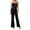 Black, variant on Women's Off Shoulder Button Detail Jumpsuit - Flared Pants, Summer, S-XXL
