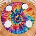 thumbnail image 2 of Colorful Rainbow Tie Dye Spiral Pattern Round Fitted Tablecloth with Elastic Edge,Dining Table Cover Waterproof,Outdoor Round Tablecloth for Camping,Dining,Indoor and Outdoor, 2 of 7