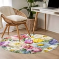 thumbnail image 4 of Round Rugs 3.3Ft, Spring Floral Round Area Rug Washable Indoor Throw Carpet, Farmhouse Elegant Flowers Watercolor Soft Non Slip Circle Rug for Laundry Room Patio Home Decor Aesthetic, 4 of 8