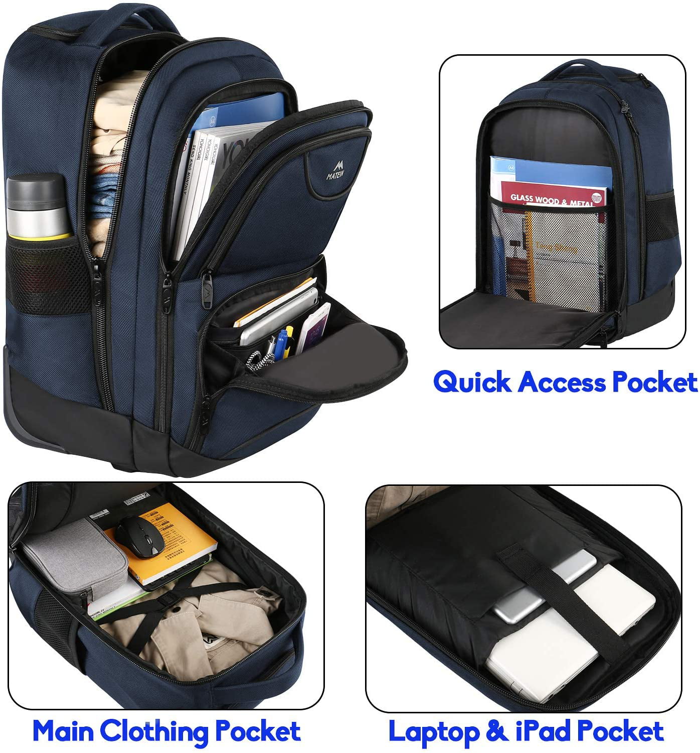 Backpack with Wheels, Travel-Friendly Rolling Laptop Backpack for Men ...