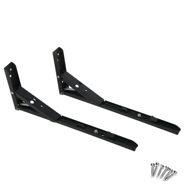 2 soportes de estante plegables de acero inoxidable para montaje en pared para bricolaje.