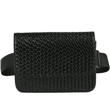 Fanny Pack Pattern (Vbiger Women Waist Bag PU Leather Waist Pack Trendy Fanny Pack Stylish Waist Pouch with Woven Pattern, Suitable for Holding 5.5'' Cellphone,)
