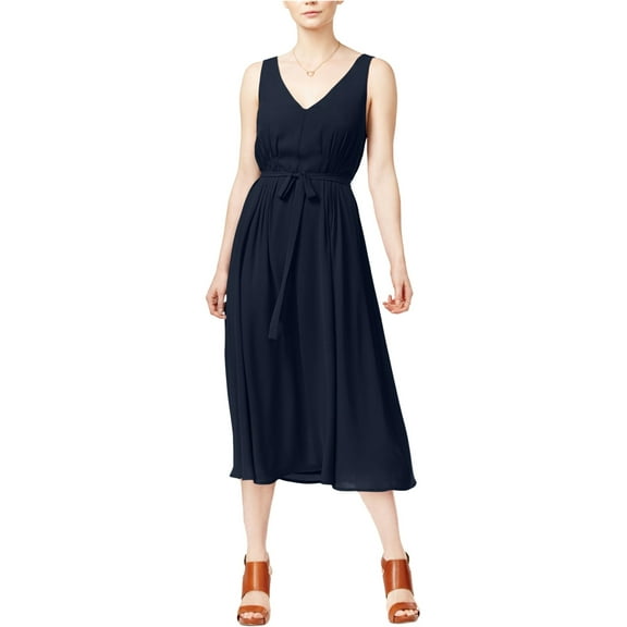 maison Jules Womens Belted Fit & Flare Dress, Blue, X-Small