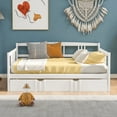 thumbnail image 2 of Full Size Daybed,Daybed Frame with Trundle,Bed Sofa with Headboard for Living Room Guest Room Bedroom，White, 2 of 7
