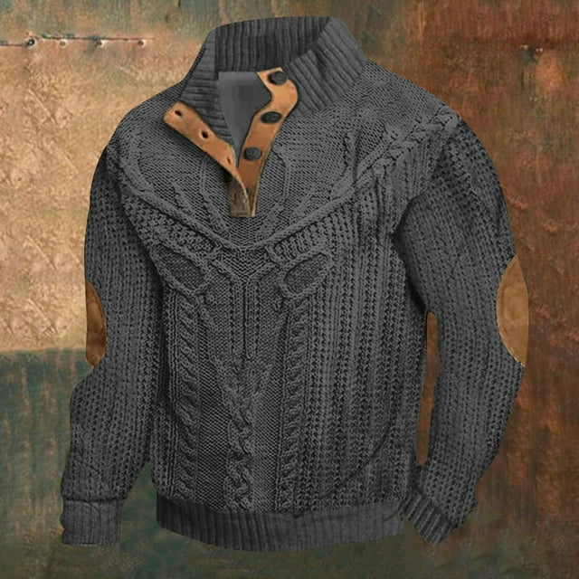 TINZ Chandail en Molleton à Col Montant Imprimé Numérique d'Hiver Mode Décontractée Rétro à Manches Longues Sans Capuche Chandail Col Rond pour Usage Quotidien Ensemble Chandail en Molleton Ours Pantalon et Chandail en Molleton pour Hommes