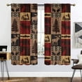 thumbnail image 2 of Rustic Cabin Blackout Curtains for Bedroom,Vintage Farmhouse Theme Curtains Moose Bear Elk Tree Plaid Room Darkening Window Curtains Rod Pocket Decor Window Drapes, 42x45 Inch, 2 of 5