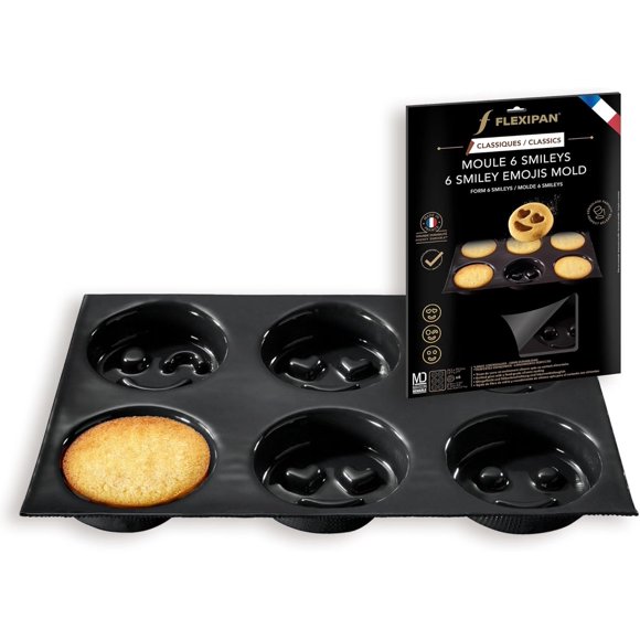 Flexipan by Silpat® #1 Original Non-Stick Baking Mold Handcrafted in France Since 1965 - Trusted by World-Class Chefs - Certified Food Safe Flexipan® Technology (6 Smiley Emojis Mold)