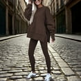 thumbnail image 5 of MORTTIC Women's 2-Piece Set Casual Tunic Sweatshirt & Leggings Fall Winter Loungewear Outfit with Split Hem Brown，XL, 5 of 23