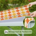 thumbnail image 6 of Orange Yellow Checkerboard Checkered Pattern Square Fitted Tablecloth with Elastic Edge,Square Table Cover,Washable Elastic Table Cover for Home Kitchen Party Decor 34"x34", 6 of 6
