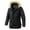 Black, variant on Winter Coat Warm Outdoor Casual Jacket With Belt Zip Front Closure Slim Fit Insulated Padded Quilted Side Pockets For Cold Weather