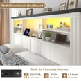 thumbnail image 3 of EnHomee Full Size Bed Frame with Headboard and 4 Drawers Bed Frame Full Bed Frame with LED Lights & 2-Tier Storage Shelf & Charging Station NO Box Spring Needed, 3 of 7