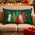 thumbnail image 2 of Christmas Linen Pillow Cases, 12''x20'' Christmas Tree Print Soft Pillow Covers for Home Sofa Bed Decoration, 2 of 6