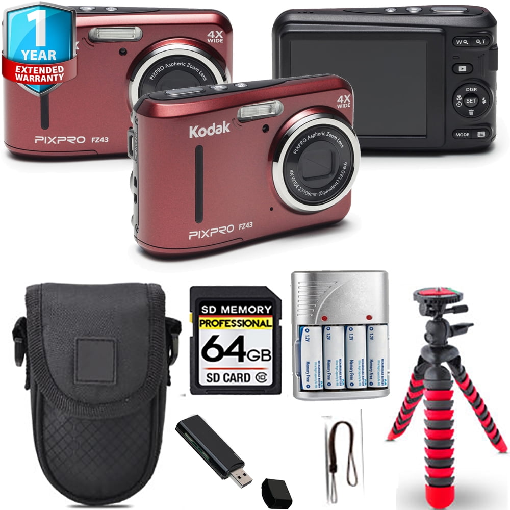 Kodak PIXPRO FZ43 Digital Camera (Black) + Spider Tripod +