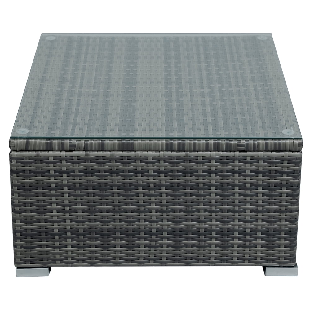 Patio Sofa Furniture Set, 4 Piece Wicker Outdoor Conversation Sets, Sectional Sofa Furniture Sets with Storage Box and Table, Patio Backyard Porch Balcony Deck Furniture Sets, JA2630