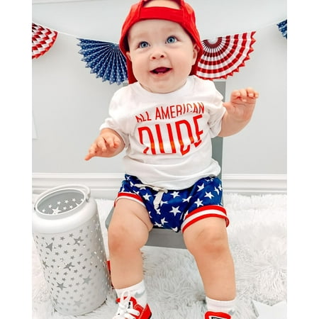 

Citgeett Summer Independence Day Kids Boys Casual Two-piece Clothes Set White Short Sleeve Tops and Shorts Clothes Set