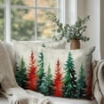 thumbnail image 3 of Red Green Christmas Tree Throw Pillow Covers 16x16 Set of 2 Winter Watercolor Pine Trees Decorative Outdoor Pillowcases Rustic Nature Forest Xmas Holiday Cushion Case for Couch Sofa, 3 of 6