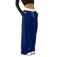 thumbnail image 4 of Endives Women's Sweatpants Baggy Pants Casual Fashion Patchwork Color Drawstring Wide Leg Casual Pants 2025, 4 of 5